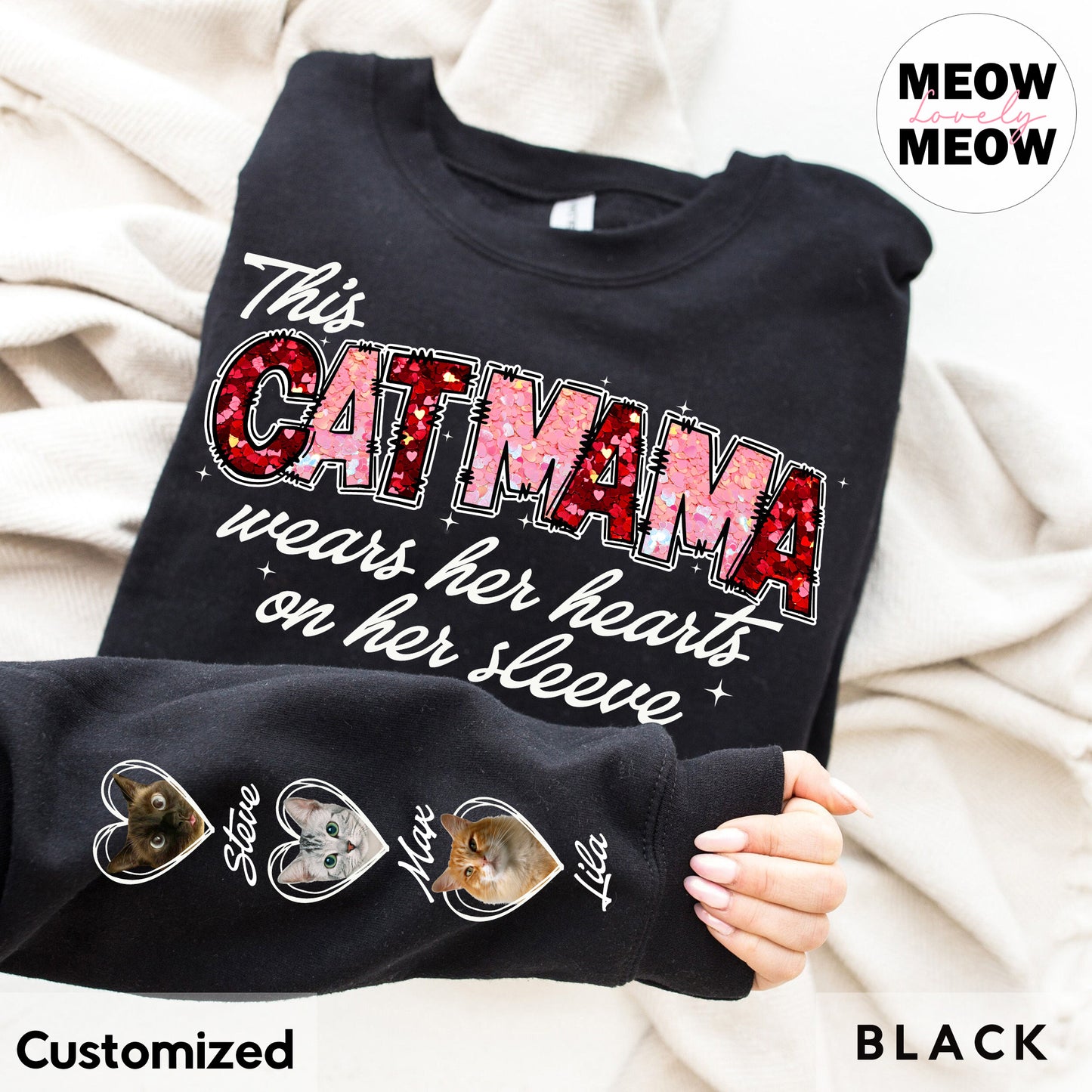 This Mama Wears Her Hearts Custom Photo Shirt