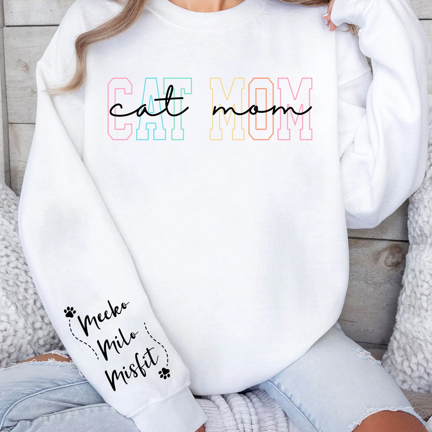 Custom Cat Mom Sweatshirt, Mother's Day Gift