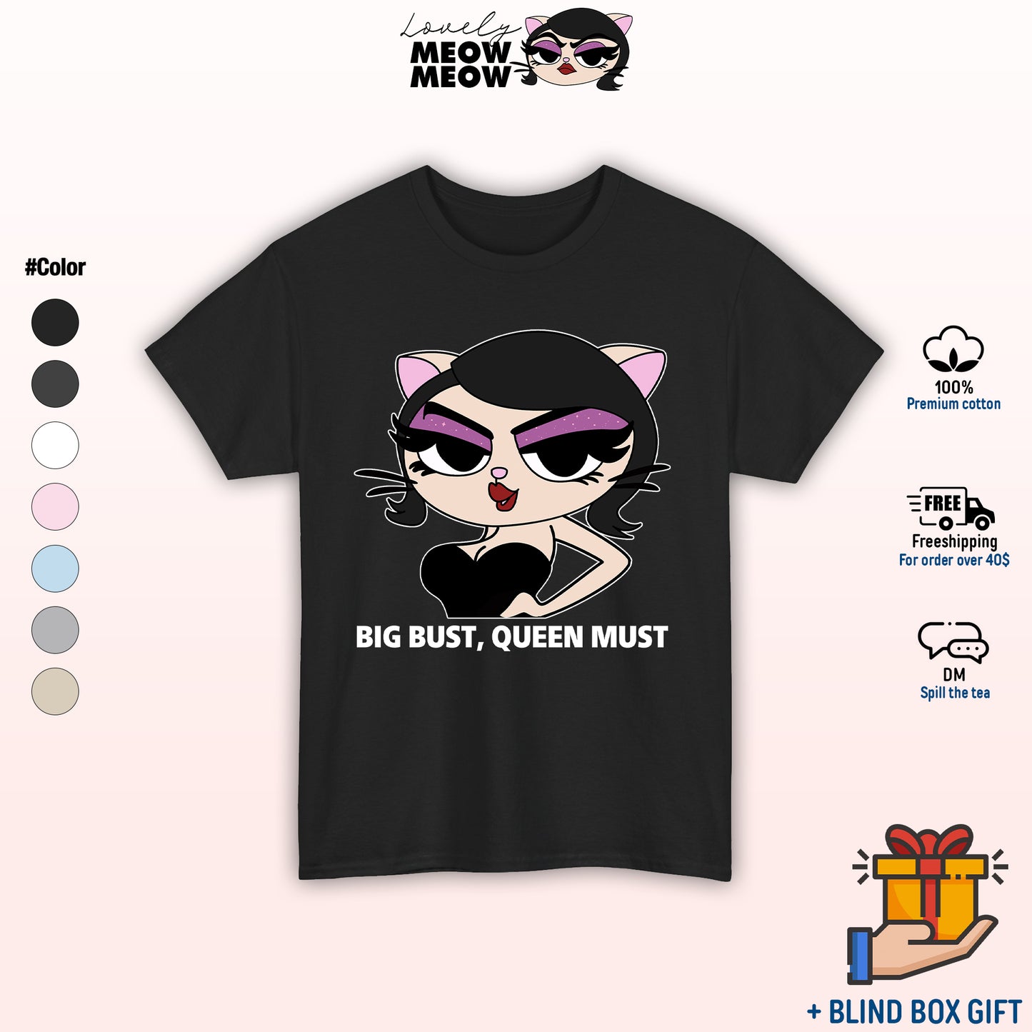 Big Bust, Queen Must Lovely Meow Meow Shirt