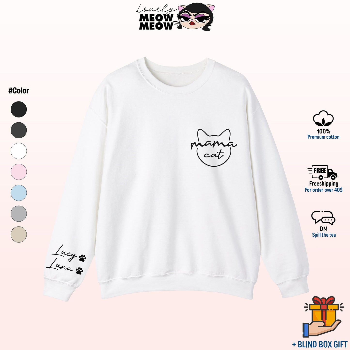 Custom Mama Cat Sweatshirt