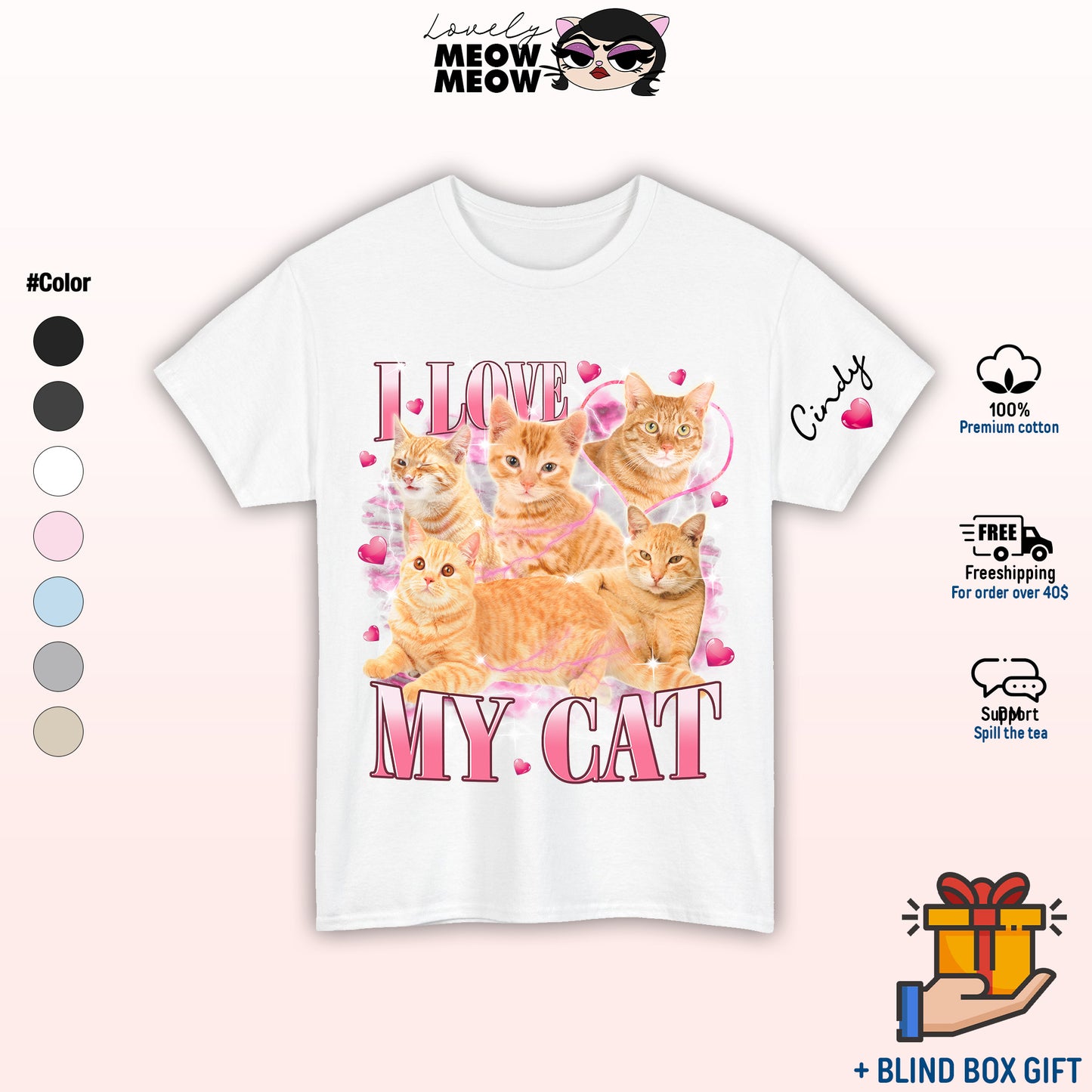 I Love My Cat Valentine Shirt Special Custom