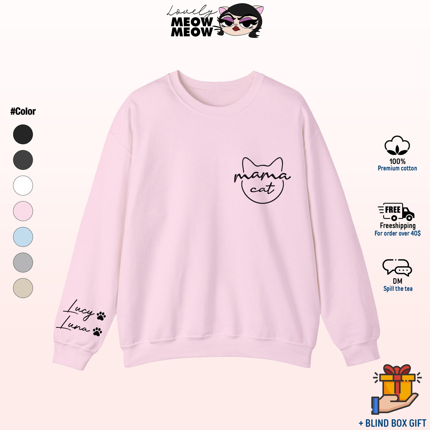 Custom Mama Cat Sweatshirt