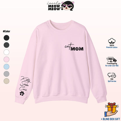 Custom Name Cat Mom Sweatshirt