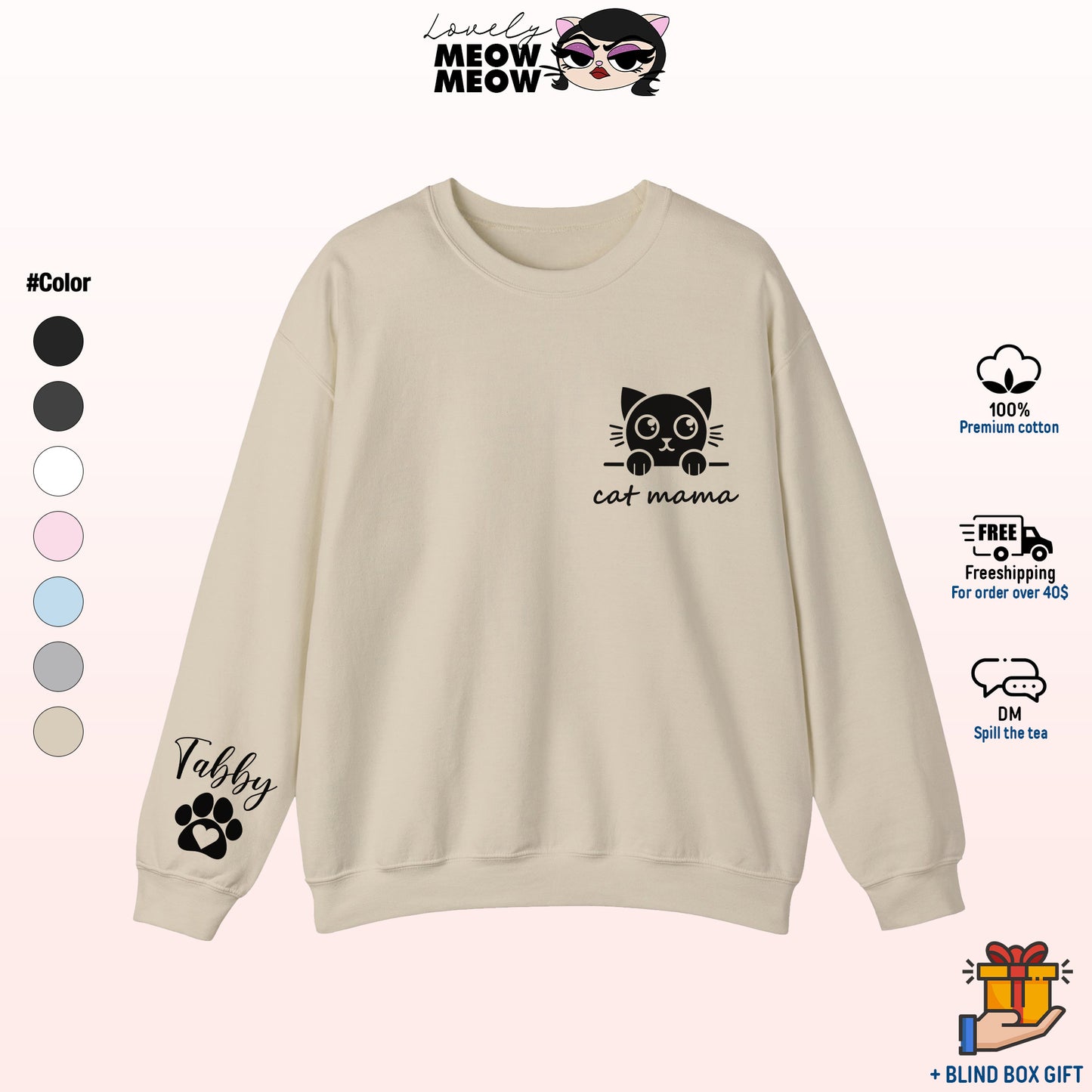 Custom Name Cat Mama Sweatshirt