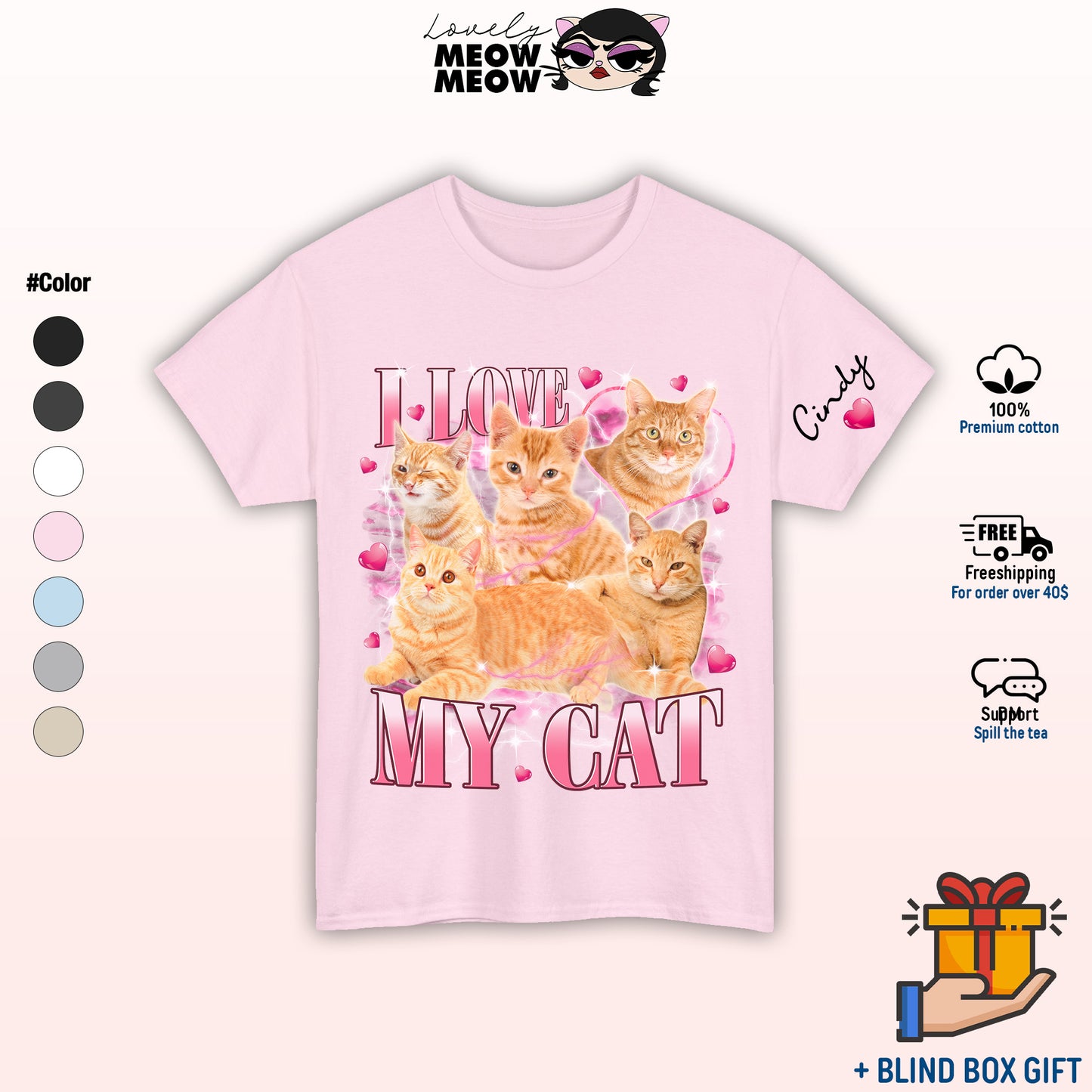 I Love My Cat Valentine Shirt Special Custom