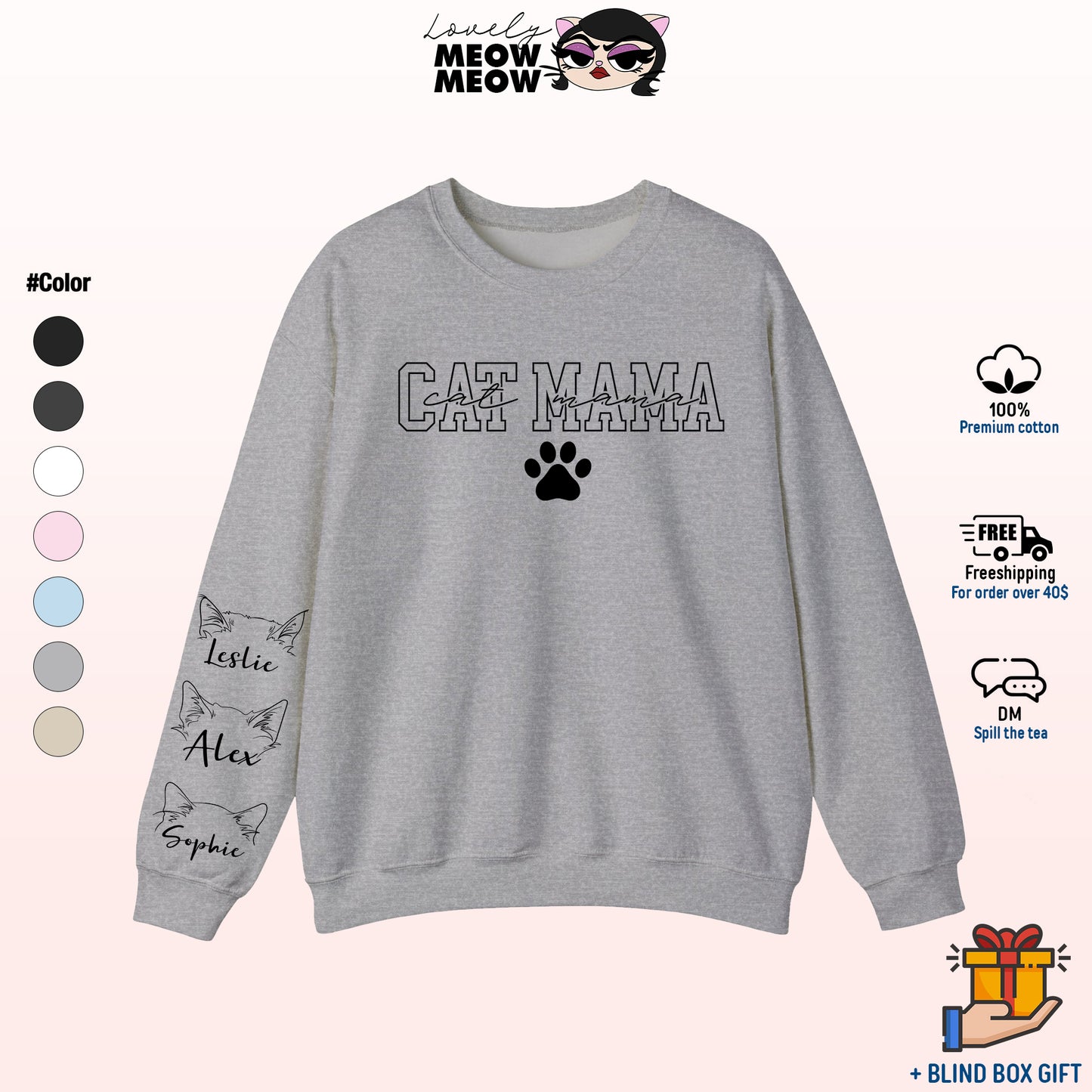 Custom Cat Mom Sweatshirt