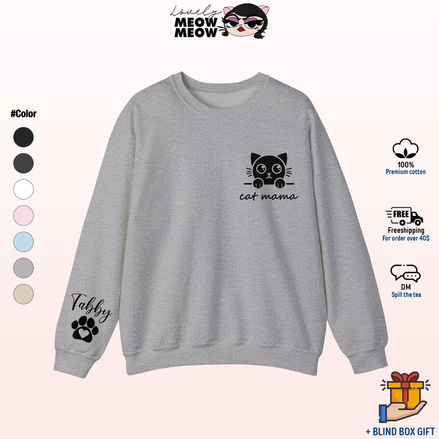 Custom Name Cat Mama Sweatshirt