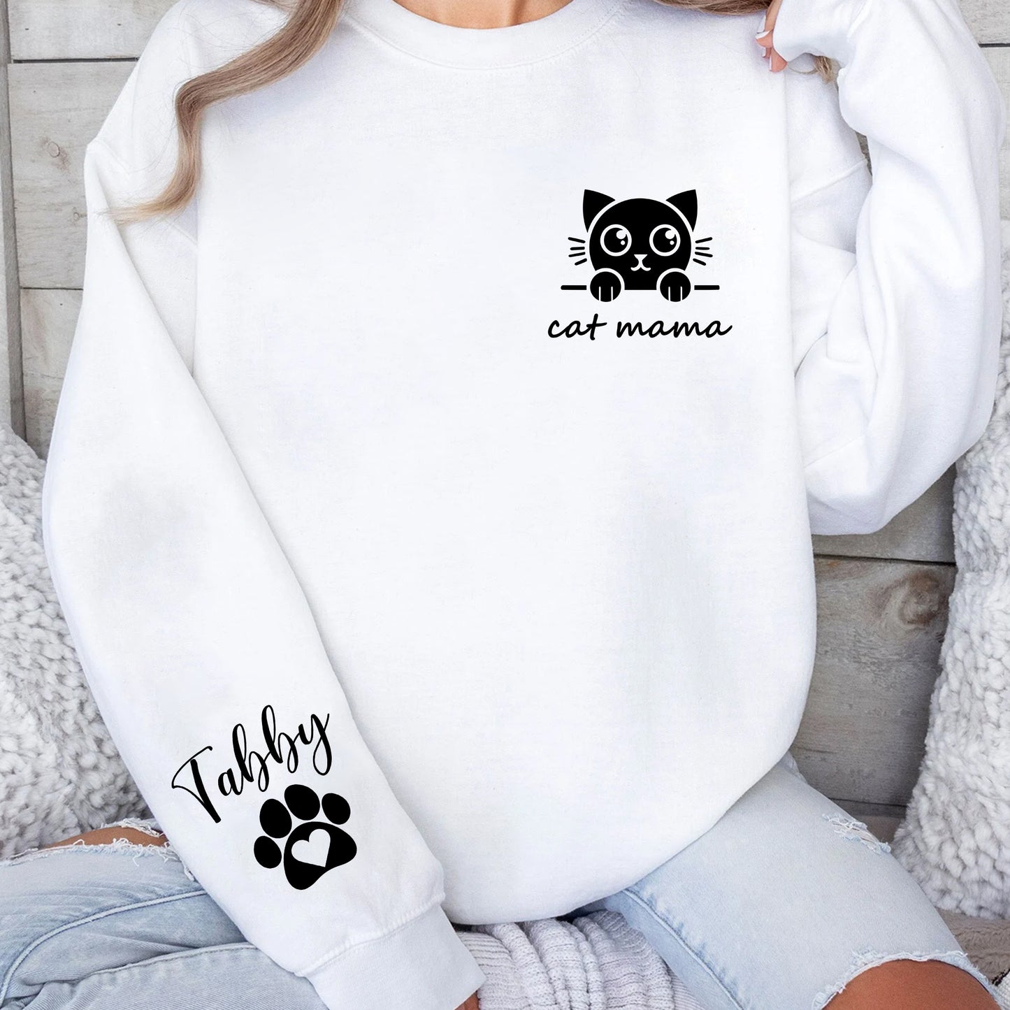 Custom Name Cat Mama Sweatshirt