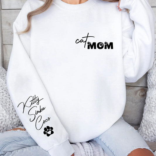 Custom Name Cat Mom Sweatshirt